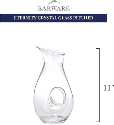 Badash Eternity Crystal Glass Pitcher - 28 oz. European Mouth-Blown Crystal Pierced Pitcher for Water, Wine, Iced Tea, Juice, Lemonade & More - Fine Quality Lead-Free Crystal