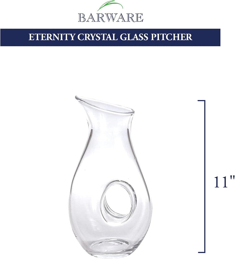 Badash Eternity Crystal Glass Pitcher - 28 oz. European Mouth-Blown Crystal Pierced Pitcher for Water, Wine, Iced Tea, Juice, Lemonade & More - Fine Quality Lead-Free Crystal