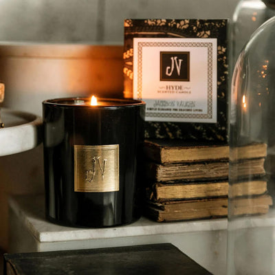 Jackson Vaughn Scented Candle | Aromatherapy Long Lasting Candles Luxury Home Fragrance Decor Gifts Hand Poured Soy Wax Notes of Amber, Black Cardamom, Charred Resins 55 Hour Burn 14.5oz (Hyde)