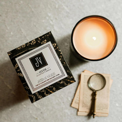 Jackson Vaughn Scented Candle | Aromatherapy Long Lasting Candles Luxury Home Fragrance Decor Gifts Hand Poured Soy Wax Notes of Amber, Black Cardamom, Charred Resins 55 Hour Burn 14.5oz (Hyde)
