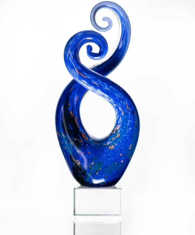 Badash Monet Murano-Style Art Glass Centerpiece - 10" Tall Mouth-Blown Glass Sculpture on Crystal Base - Contemporary Home Decor Accent Piece