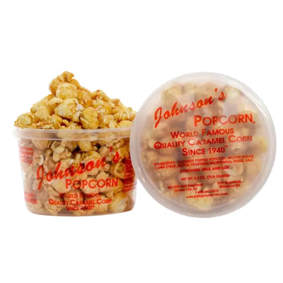 Johnson's Popcorn Caramel Popcorn Party Favors Handmade, Freshly Popped Gourmet Sweet & Crunchy Delicious Treat for Family Parties, Movie Night Snack Gift Ready 2.5oz (10 Pack)