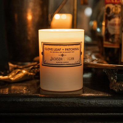 Jackson Vaughn Daily Rituals Candle | Aromatherapy Long Lasting Candles Opaque Frosted Glass Jar Luxury Home Fragrance Decor Gift Hand Poured Soy Wax Blend 30 Hour Burn 13.5oz (Clove Leaf + Patchouli)