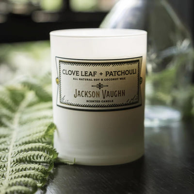 Jackson Vaughn Daily Rituals Candle | Aromatherapy Long Lasting Candles Opaque Frosted Glass Jar Luxury Home Fragrance Decor Gift Hand Poured Soy Wax Blend 30 Hour Burn 13.5oz (Clove Leaf + Patchouli)