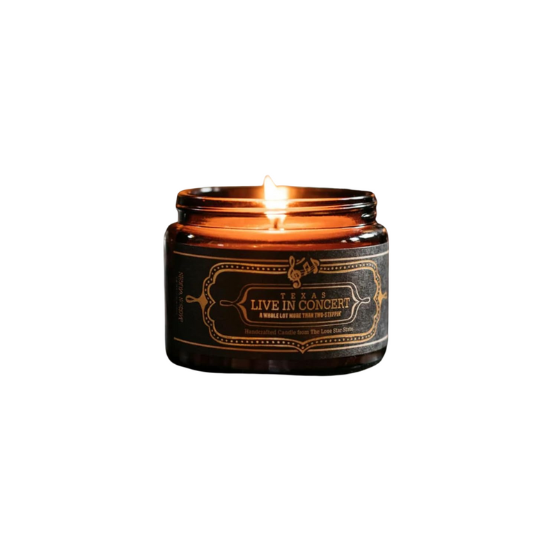 Jackson Vaughn Scented Texas Candle | Aromatherapy Long Lasting Candles Luxury Home Fragrance Decor Gifts Hand Poured Notes of Amber, Oakmoss, Vetiver 60 Hour Burn 16oz (Texas Live in Concert)