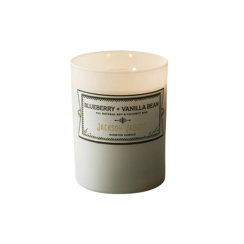 Jackson Vaughn Daily Rituals Candle | Aromatherapy Long Lasting Candles Opaque Frosted Glass Jar Luxury Home Fragrance Decor Gifts Hand Poured Soy Wax Blend 30 Hour Burn 13.5oz (Blueberry + Vanilla)