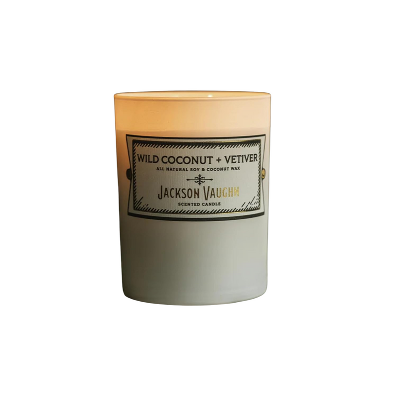 Jackson Vaughn Daily Rituals Candle | Aromatherapy Long Lasting Candles Opaque Frosted Glass Jar Luxury Home Fragrance Decor Gift Hand Poured Soy Wax Blend 30 Hour Burn 13.5oz (Wild Coconut + Vetiver)