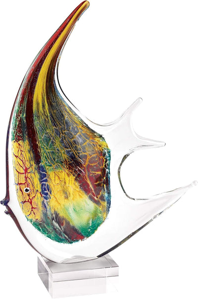 Badash - Murano Style Artistic Glass Giant Firestorm Angel Fish H16 inch