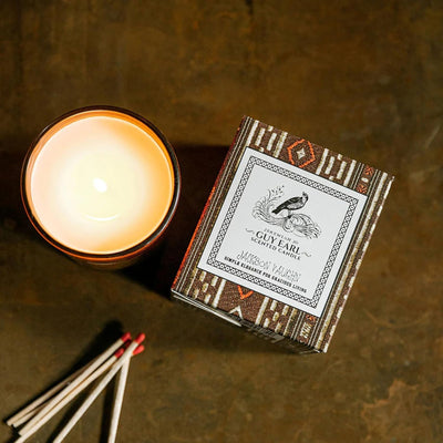 Jackson Vaughn Jeremiah Jo Candle | Aromatherapy Long Lasting Luxury Home Fragrance Decor Gifts Hand Poured Soy Wax Blend Notes of Mahogany Wood, Patchouli, Amber 55 Hour Burn 14.5oz (Guy Earl)