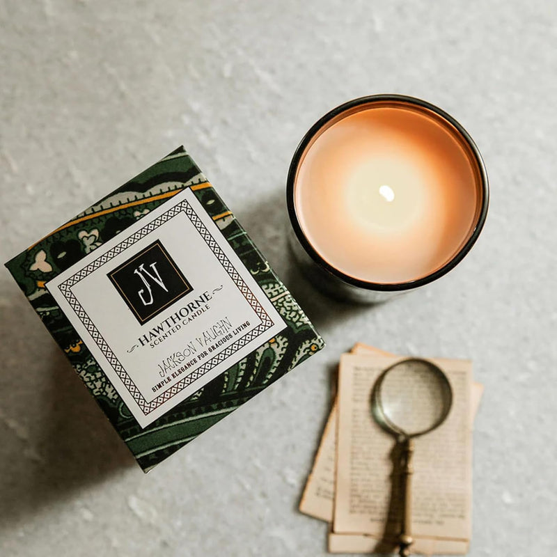 Jackson Vaughn Scented Candle | Aromatherapy Long Lasting Candles Luxury Home Fragrance Decor Gifts Hand Poured Soy Wax Notes of Wild Sagebrush, Fresh Pine, Forest Moss 55 Hour Burn 14.5oz (Hawthorne)