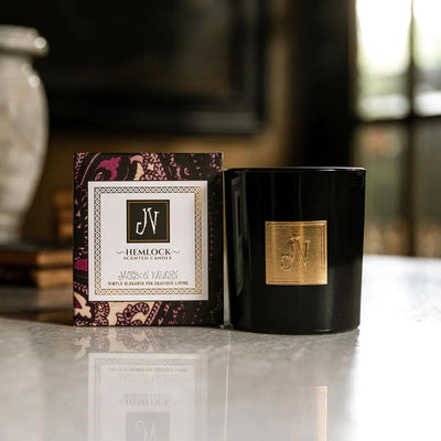 Jackson Vaughn Scented Candle | Aromatherapy Long Lasting Candles Luxury Home Fragrance Decor Gifts Hand Poured Soy Wax Notes of Leather, Tobacco, Mahogany Bark, Agarwood 55 Hour Burn 14.5oz (Hemlock)