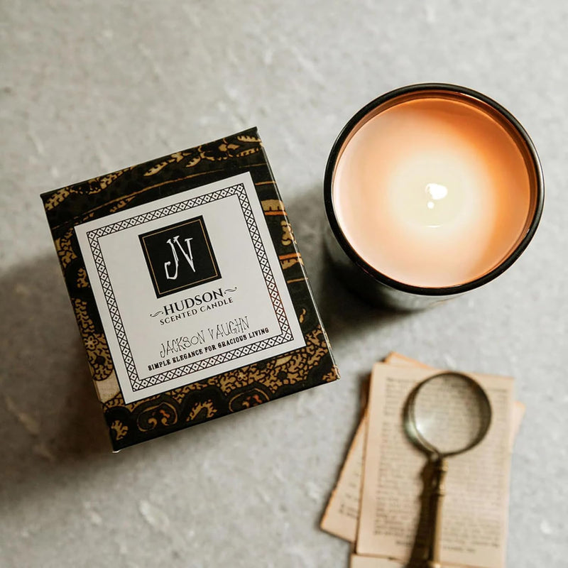 Jackson Vaughn Scented Candle | Aromatherapy Long Lasting Candles Luxury Home Fragrance Decor Gifts Hand Poured Soy Wax Notes of Juniper Berry, Rosemary, Fresh Evergreen 55 Hour Burn 14.5oz (Hudson)
