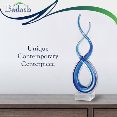 Badash Murano Style Deep Blue Sea Art Glass Centerpiece H20