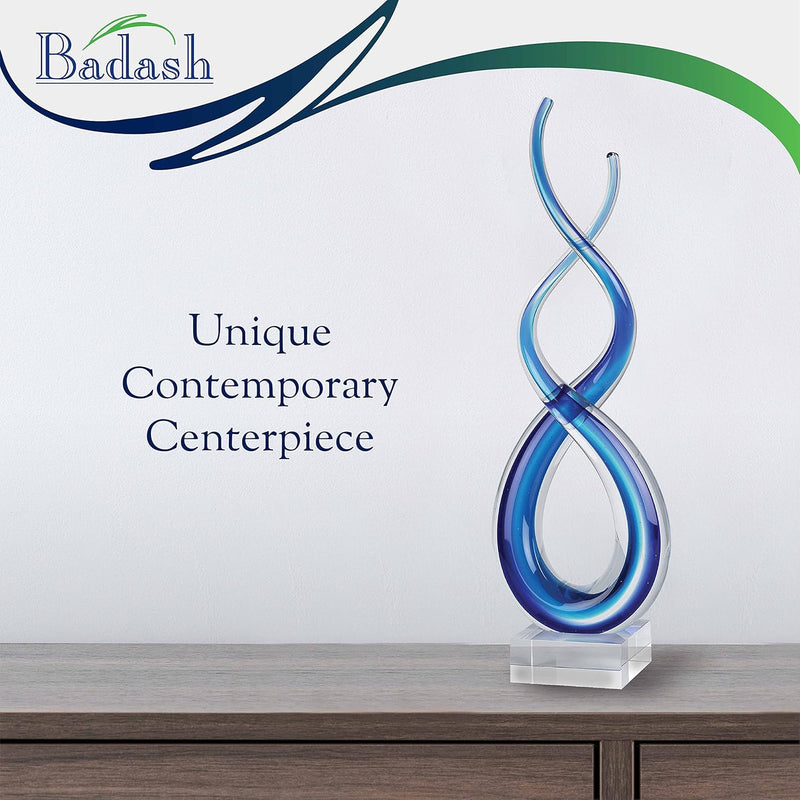 Badash Murano Style Deep Blue Sea Art Glass Centerpiece H20