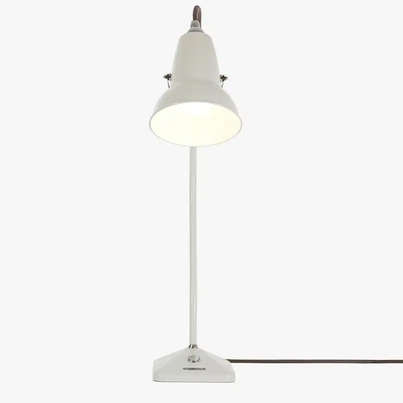 Original 1227 Mini Table Lamp | Gloss Paint Finish Cast Iron Base Steel Shade & Profiled Arm Chrome Plated Fittings Push Switch for Office Home Decor Bedroom Reading Lamp (Linen White)