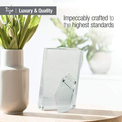 TIZO Design Vertical 5x5 Lucite Picture Frame, Durable 1 Inch Thick Clear Lucite & Magnetic Closures, Elegant & Practical Boutique Quality Photo Frame (Multiple Colors Available)