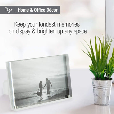 TIZO Design Vertical 5x5 Lucite Picture Frame, Durable 1 Inch Thick Clear Lucite & Magnetic Closures, Elegant & Practical Boutique Quality Photo Frame (Multiple Colors Available)