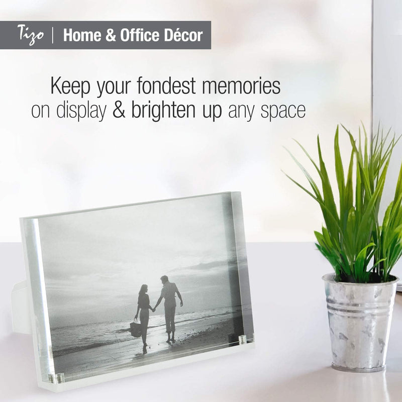 TIZO Design Vertical 5x5 Lucite Picture Frame, Durable 1 Inch Thick Clear Lucite & Magnetic Closures, Elegant & Practical Boutique Quality Photo Frame (Multiple Colors Available)