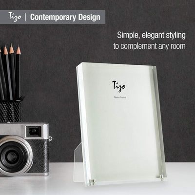 TIZO Design Vertical 5x5 Lucite Picture Frame, Durable 1 Inch Thick Clear Lucite & Magnetic Closures, Elegant & Practical Boutique Quality Photo Frame (Multiple Colors Available)