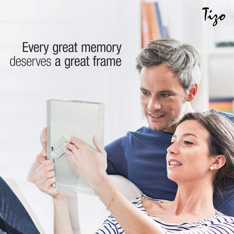 TIZO Design Vertical 5x5 Lucite Picture Frame, Durable 1 Inch Thick Clear Lucite & Magnetic Closures, Elegant & Practical Boutique Quality Photo Frame (Multiple Colors Available)