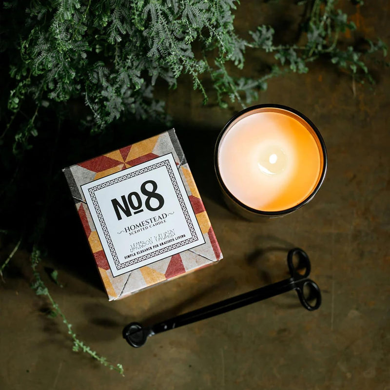 Jackson Vaughn Scented Candle | Aromatherapy Long Lasting Candles Luxury Home Fragrance Decor Gifts Hand Poured Soy Wax Blend Notes of Warm Ginger Root 55 Hour Burn 14.5oz (No. 8 Homestead)