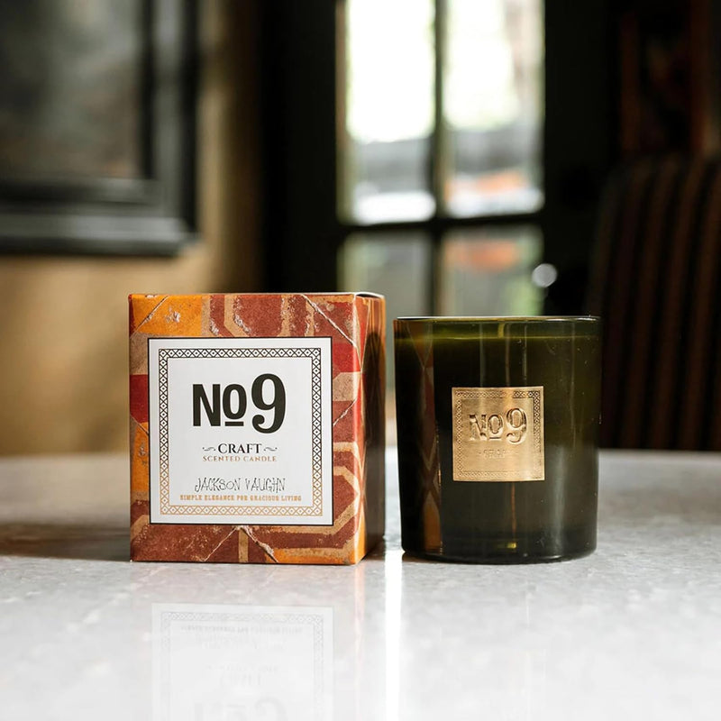 Jackson Vaughn Scented Candle | Aromatherapy Long Lasting Candles Luxury Home Fragrance Decor Gifts Hand Poured Soy Wax Notes of Neroli, Patchouli, Bergamot, Cypress 55 Hour Burn 14.5oz (No. 9 Craft)
