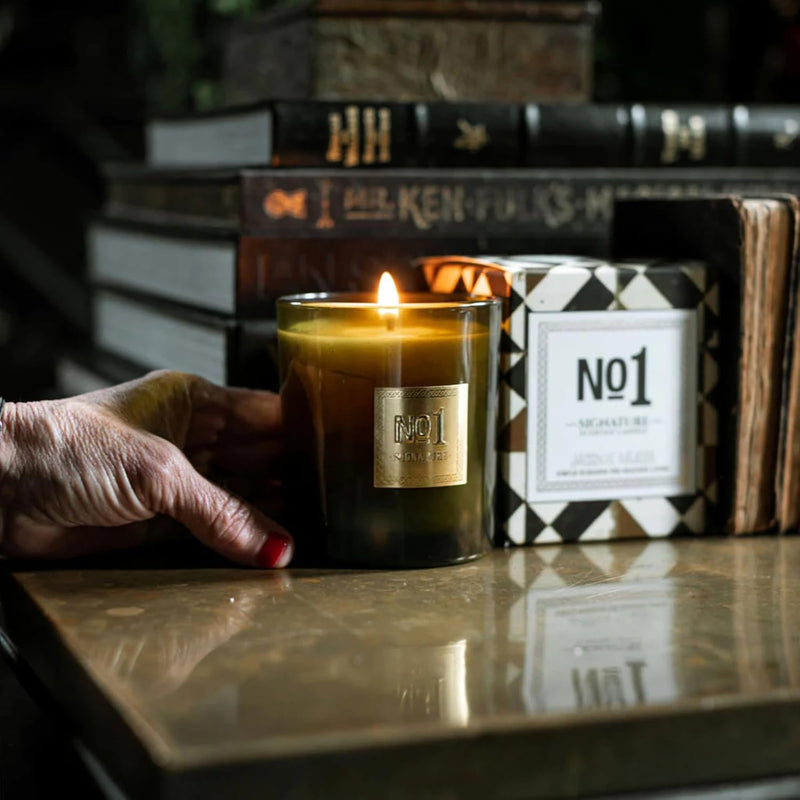 Jackson Vaughn Scented Candle | Aromatherapy Long Lasting Candles Luxury Home Fragrance Decor Gifts Hand Poured Soy Wax Blend Notes of Eggplant, Sandalwood, Basil 55 Hour Burn 14.5oz (No.1 Signature)