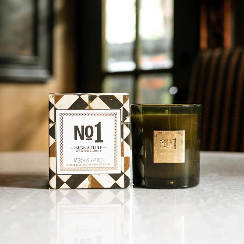 Jackson Vaughn Scented Candle | Aromatherapy Long Lasting Candles Luxury Home Fragrance Decor Gifts Hand Poured Soy Wax Blend Notes of Eggplant, Sandalwood, Basil 55 Hour Burn 14.5oz (No.1 Signature)
