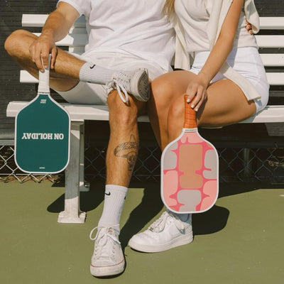On Holiday Pickleball Paddle | Fiberglass Face Honeycomb Core, High Spin, Shock-Absorbing, Lightweight Durable for Power, Control & Balance Edge Guard & Grip Tape for Sweaty Hands - All Levels (Ibiza)