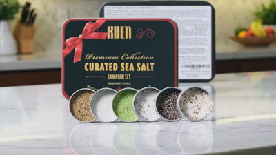 Curated Sea Salt Gift Set of 6 – Gourmet Chefs Collection Finishing Seasoning Variety Pack - Tin Gift Box | Sampler Cooking, Grilling & Baking | Assorted Natural Blends Foodies & Special Occasions
