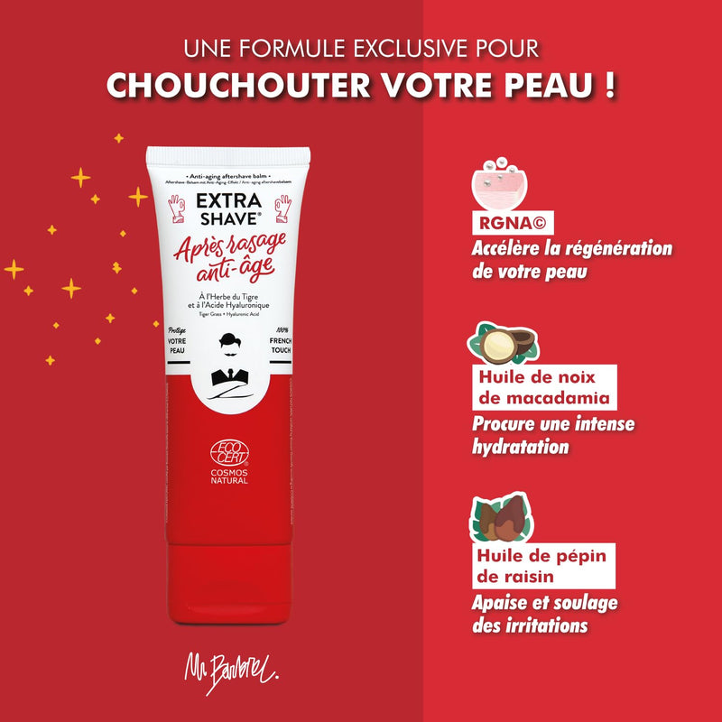 Aftershave Balm | Natural, Vegan, French | Repairing & Anti-Aging Properties | RGNA© Activators & Hyaluronic Acid | Soothes Micro-Cuts | 75mL