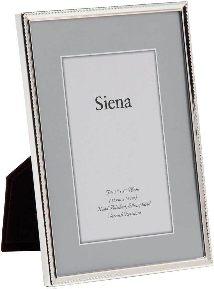 Tizo Design Bead Narrow Border Collection 5x7" Frame - Silver Plated