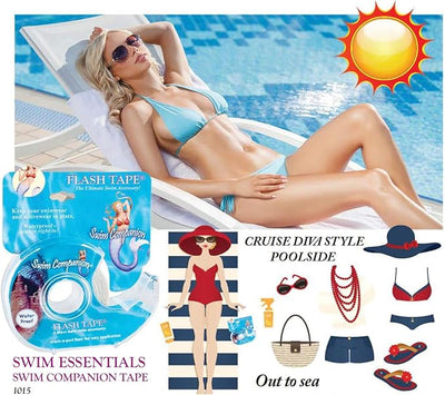 Swim Flash Tape with Exclusive Crack N Peel Liner - Double Sided Clear Adhesive Clothing, Fabric and Body Tape