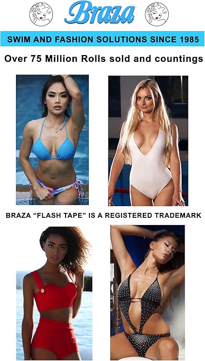 Swim Flash Tape with Exclusive Crack N Peel Liner - Double Sided Clear Adhesive Clothing, Fabric and Body Tape