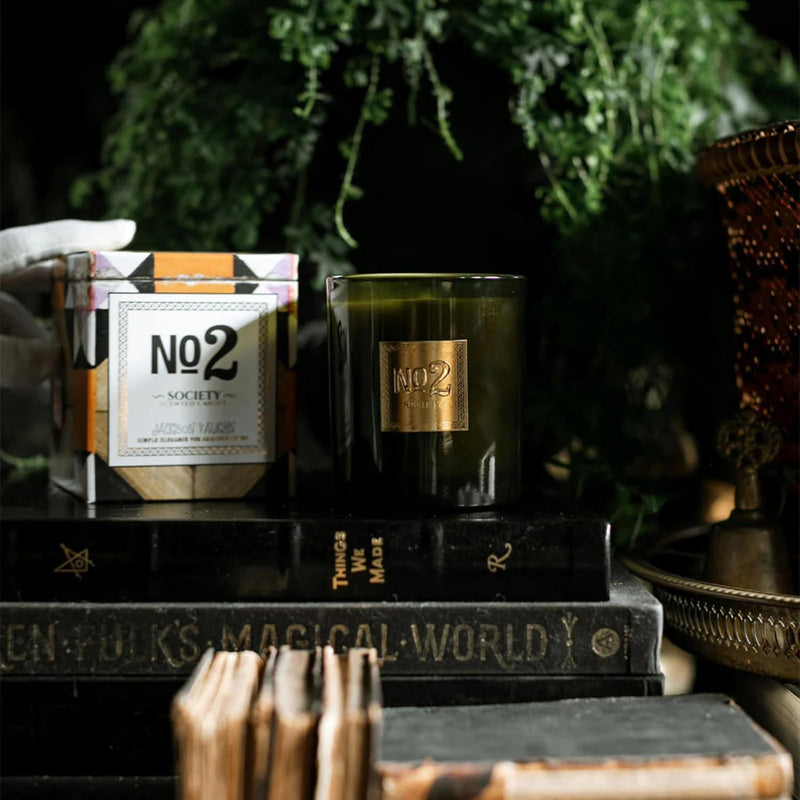 Jackson Vaughn Scented Candle | Aromatherapy Long Lasting Candles Luxury Home Fragrance Decor Gifts Hand Poured Soy Wax Blend Floral Notes of Patchouli, Cocoa Bean 55 Hour Burn 14.5oz (No.2 Society)