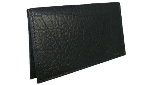 Boston Leather Unisex Textured Bison Leather Checkbook Cover, Black