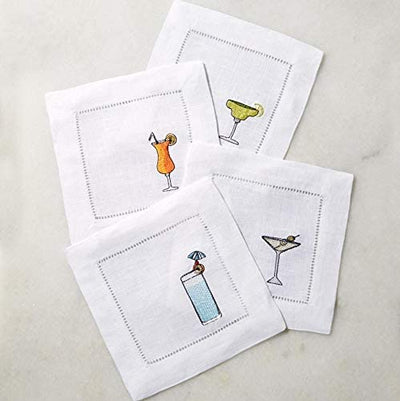 Sferra Bevande Embroidered Cocktail Napkins (6" x 6") - Set of 4