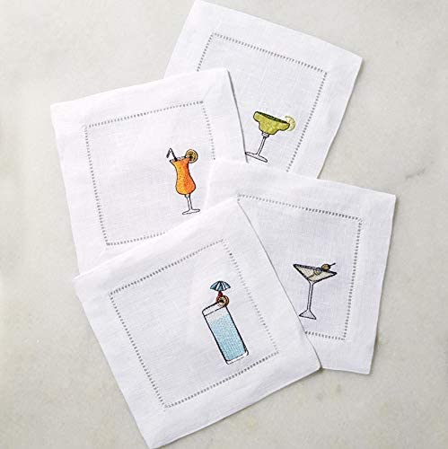 Sferra Bevande Embroidered Cocktail Napkins (6" x 6") - Set of 4