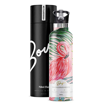 My Bougie Bottle | Flamingo Stainless Steel Water Bottle With Straw | Pipe Cleaner & Ice Tray Included | Leak-Proof Lid | Double Insulated For Warm & Cold | BPA Free | 25 oz