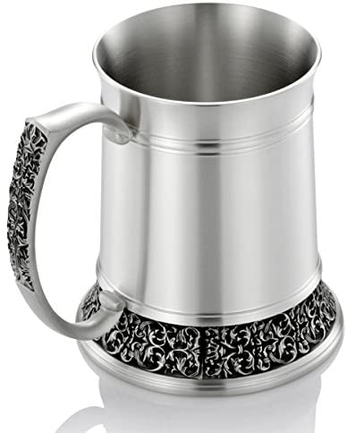Royal Selangor Hand Finished Classic Expressions Collection Pewter Tankard (L) in Satin Finish Gift