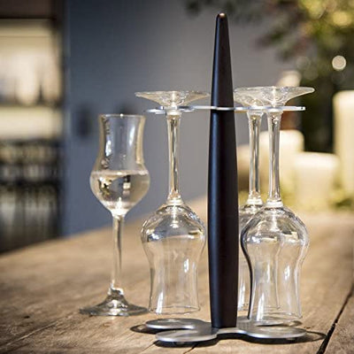Legnoart Aluminium and Thermo Ashwood Grappa Glass Holder with 4 licuor glasses