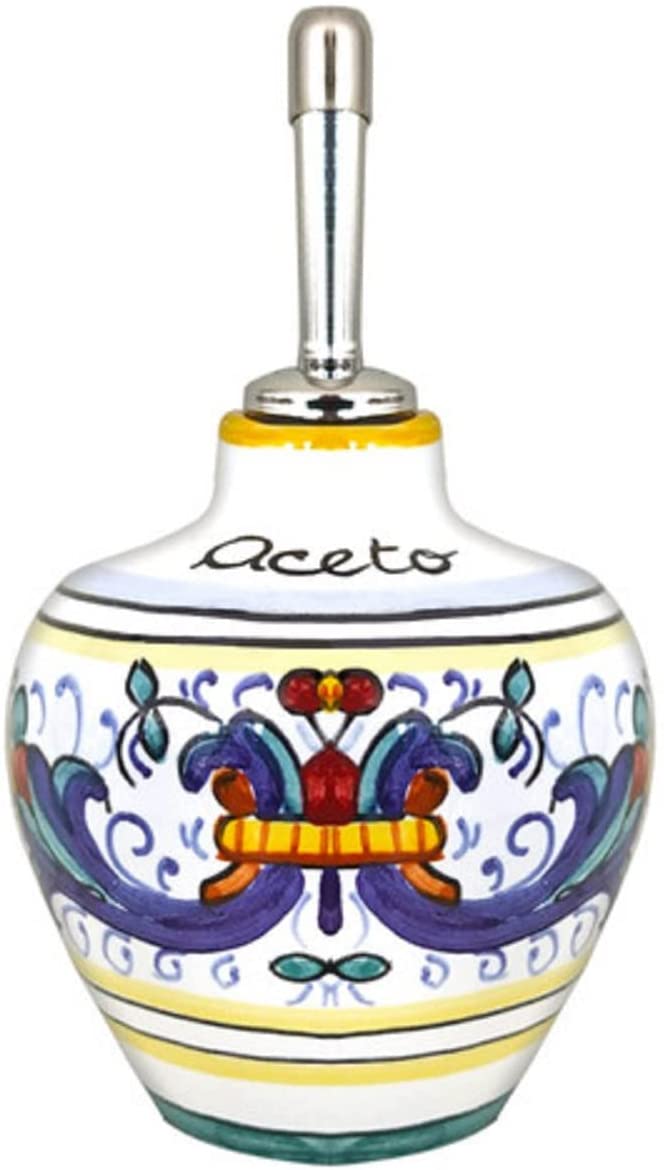 Deruta Italy by Gute | Ricco Deruta Vinegar Bottle | Handcrafted & Handpainted Italian Ceramics | Authentic Italian Pottery Handmade in Deruta, Italy