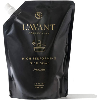 L'AVANT Collective High Performing Natural Dish Soap Refill | Plant-Based Ingredients & High Performing Formula | Fresh Linen Scent | 32 FL oz/946 mL