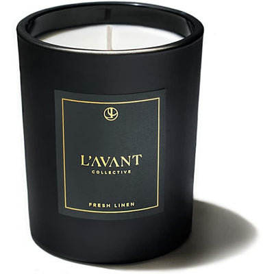 L'AVANT Collective Black Candle | Fresh Linen Scented | Non-Toxic & Paraffin Free in Sophisticated Black Glass | 40 Hours of Burn Time | 8 oz