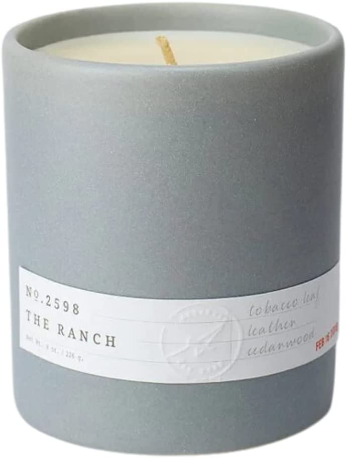 Aerangis Candle The Ranch - Aromatherapy, Long Lasting Candles, Decorative Home Fragrance Decor Gift - 50 Hour Burn Time Notes of Tobacco, Leather, Cypress, Pepper, Patchouli, Sandalwood (No.2598)