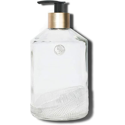 L'AVANT Collective Glass Soap Empty Bottle | Minimalist Design | Made with Durable Glass to Protect from Breakage | 16 FL oz/473 mL (Clear Bottle with Black Pump)