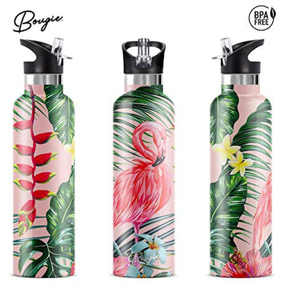 My Bougie Bottle | Flamingo Stainless Steel Water Bottle With Straw | Pipe Cleaner & Ice Tray Included | Leak-Proof Lid | Double Insulated For Warm & Cold | BPA Free | 25 oz