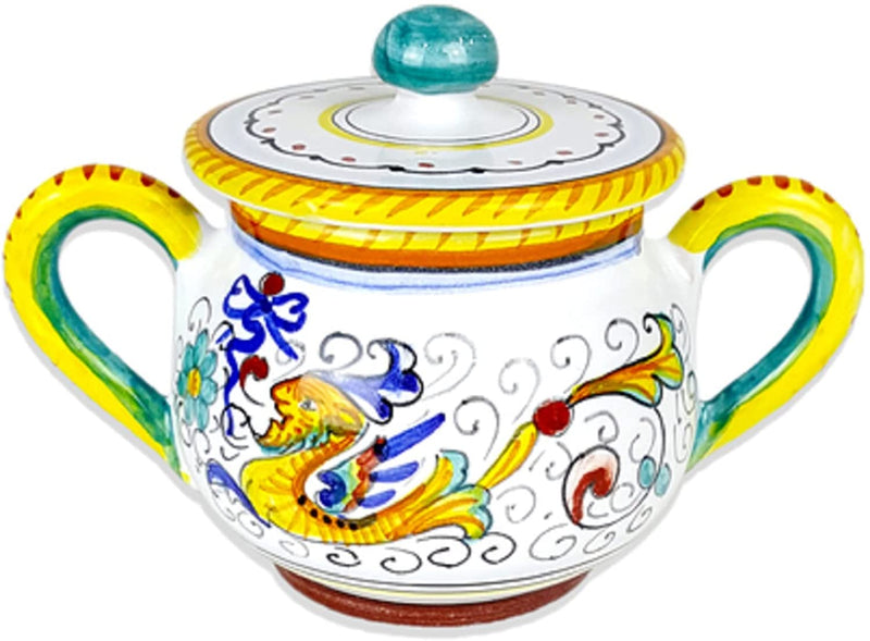 Deruta Italy by Gute | Raffaellesco Sugar Bowl | Handcrafted & Handpainted Italian Ceramics | Authentic Italian Pottery Handmade in Deruta, Italy