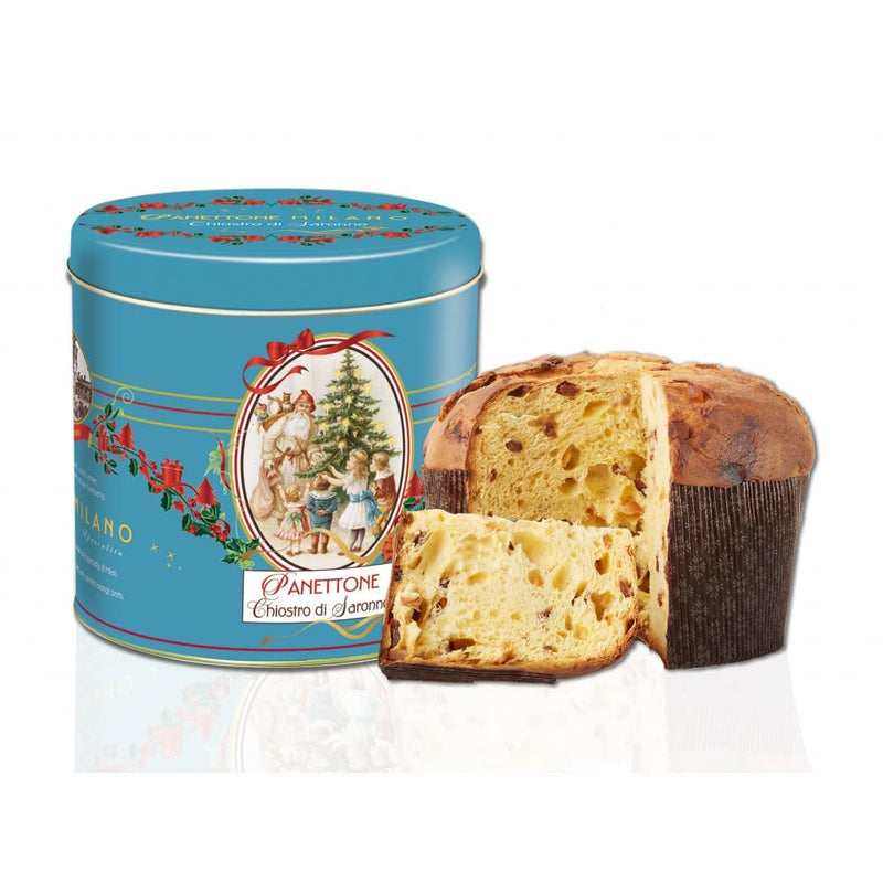 Chiostro di Saronno Traditional Delicious Classic Panettone in Giftable Blue Holiday Tin, 1000g, Made in Italy