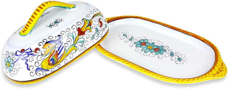 Deruta Italy by Gute | Raffaellesco Butter Dish | Handcrafted & Handpainted Italian Ceramics | Authentic Italian Pottery Handmade in Deruta, Italy